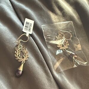 Elegant Silver and Purple Drop Earrings